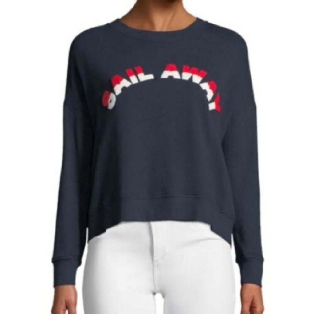 Joie Sail Away Lenexa Tie-Back Sweatshirt Cotton Navy Size Large Made in USA
